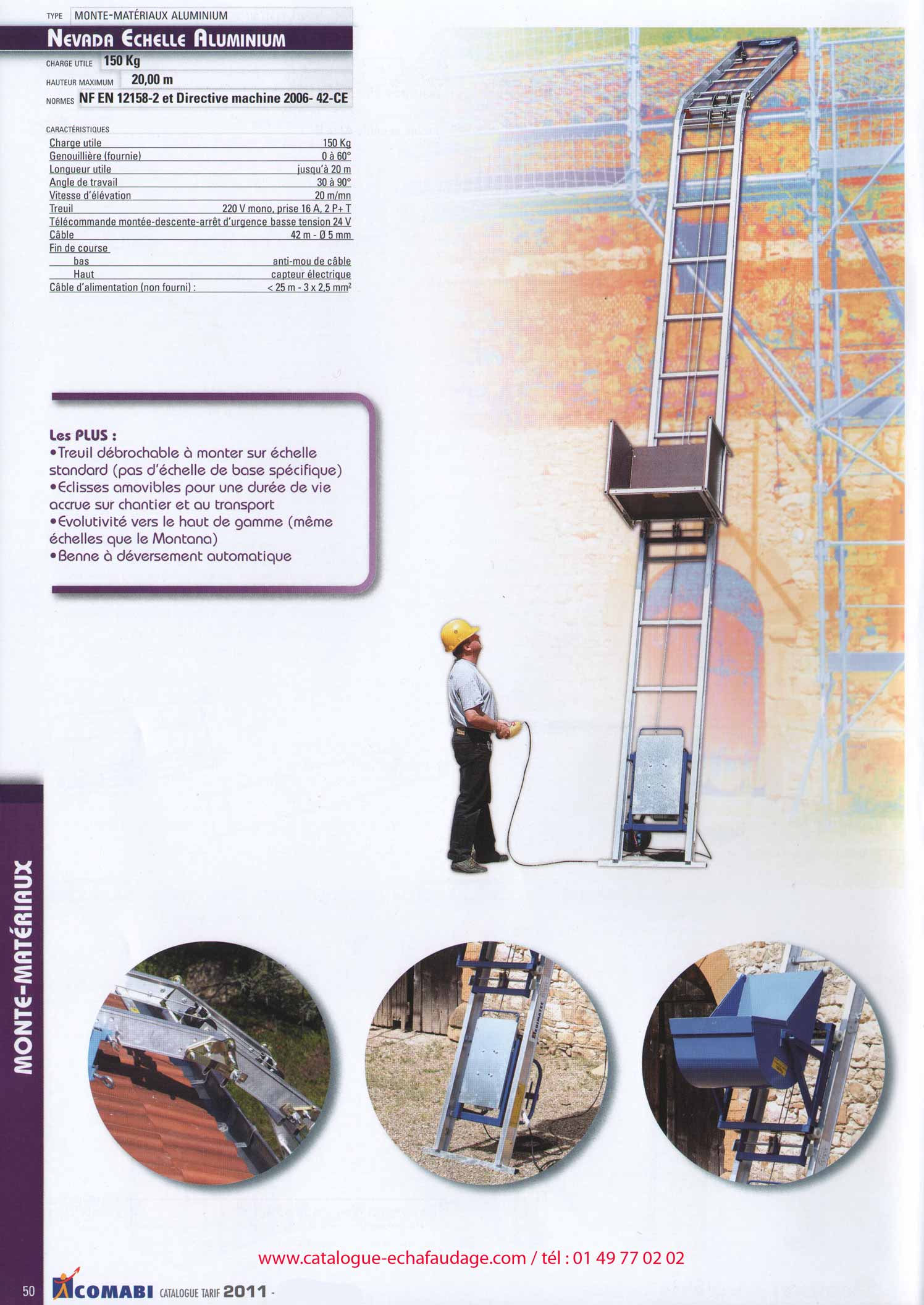 voir le monte materiaux robuste en aluminium pour chantier exterieur